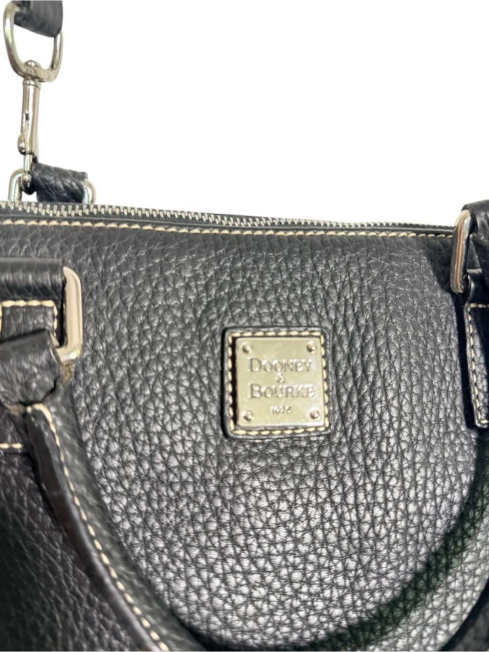 Dooney & Bourke Vintage Leather Black Pebble Grain Domed Crossbody Bowler Bag